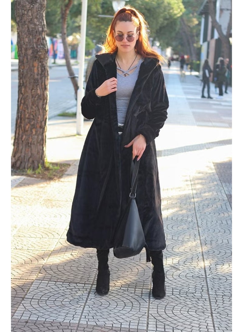 Barbora Winter Fur Women's Jacket Full Length TR296BLACK - Image 1